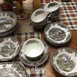 Service For 5 Antique Johnson Bros Friendly Village 26 Pc Dinnerware Set England