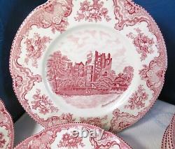 Service For 8 Pink Johnson Brothers Old Britain Castles 34 Pieces