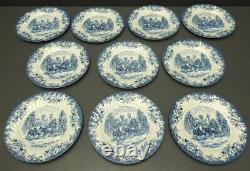 Set 10 Johnson Bros Coaching Scenes Blue 9.75 Dinner Plate England