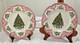 Set 2 Johnson Brothers Brittan Castles Pink Green Christmas Tree 8 3/4 Plates