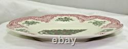Set 2 Johnson Brothers Brittan Castles Pink Green Christmas Tree 8 3/4 Plates