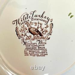 Set 4 Johnson Bros WILD TURKEY Native American Windsor Ware Dinner Plates MINT