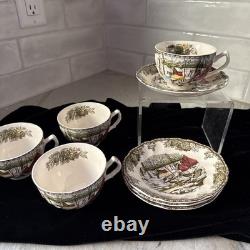 Set 4 Johnson Brothers The Friendly Village The Ice House Cups & Saucers