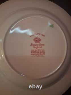 Set 7 Johnson Bros Winchester 8 Plates England Floral Vintage