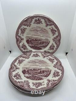 Set Of 12 Johnson Brothers Old Britain Castles Salad Plates Pink Chatsworth EUC