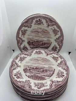 Set Of 12 Johnson Brothers Old Britain Castles Salad Plates Pink Chatsworth EUC