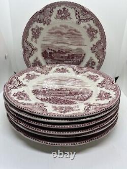 Set Of 12 Johnson Brothers Old Britain Castles Salad Plates Pink Chatsworth EUC