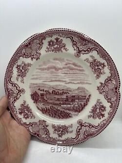 Set Of 12 Johnson Brothers Old Britain Castles Salad Plates Pink Chatsworth EUC