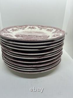 Set Of 12 Johnson Brothers Old Britain Castles Salad Plates Pink Chatsworth EUC