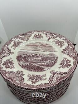 Set Of 12 Johnson Brothers Old Britain Castles Salad Plates Pink Chatsworth EUC