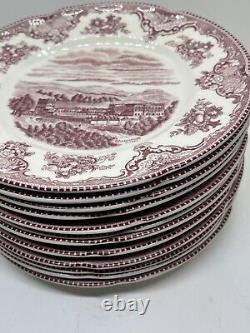 Set Of 12 Johnson Brothers Old Britain Castles Salad Plates Pink Chatsworth EUC