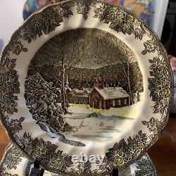 Set Of 12 School House Friendly Village Dinner Plates Johnson Brothers 9 1/2