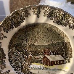 Set Of 12 School House Friendly Village Dinner Plates Johnson Brothers 9 1/2