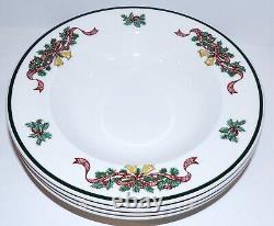 Set Of 4 Johnson Brothers England Victorian Christmas 8 5/8 Rimmed Soup Bowls