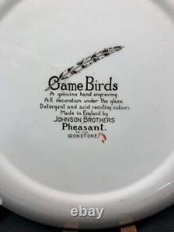 Set Of 6 Johnson Brothers Game Birds Pheasant Dinner Plates Exc. Cond. 10 3/4 D