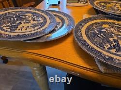 Set Of 8 Johnson Brothers Bros England BLUE WILLOW 11 Dinner Plate