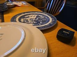 Set Of 8 Johnson Brothers Bros England BLUE WILLOW 11 Dinner Plate