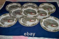 Set Of 9 Johnson Bros 9 3/4 Friendly Village Dinner Plates The School House