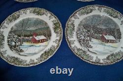 Set Of 9 Johnson Bros 9 3/4 Friendly Village Dinner Plates The School House