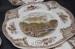 Set of 12 Johnson Brothers Old Britain Castles Multicolor Square 7.5 Plates