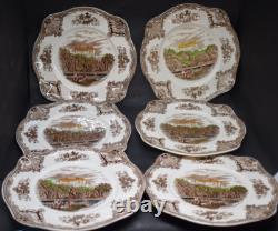 Set of 12 Johnson Brothers Old Britain Castles Multicolor Square 7.5 Plates