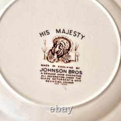 Set of 3 Johnson Bros His Majesty Turkey Dinner Plates 10 1/2 Made in England