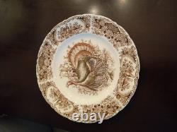 Set of 4 Dinner 10 5/8 PLATES Windsor Ware Johnson Bros WILD TURKEYS MINT