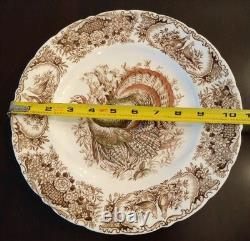 Set of 4 Dinner 10 5/8 PLATES Windsor Ware Johnson Bros WILD TURKEYS MINT