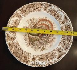 Set of 4 Dinner 10 5/8 PLATES Windsor Ware Johnson Bros WILD TURKEYS MINT