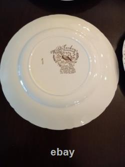 Set of 4 Dinner 10 5/8 PLATES Windsor Ware Johnson Bros WILD TURKEYS MINT