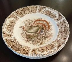 Set of 4 Dinner 10 5/8 PLATES Windsor Ware Johnson Bros WILD TURKEYS MINT