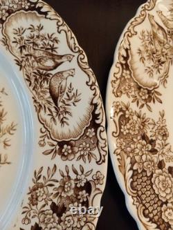 Set of 4 Dinner 10 5/8 PLATES Windsor Ware Johnson Bros WILD TURKEYS MINT