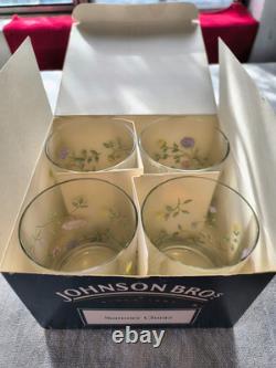 Set of 4 Johnson Brothers Summer Chintz 14 oz Old Fashioned Glasses