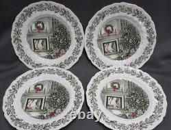 Set of 4! Vintage Johnson Brothers MERRY CHRISTMAS 10 1/2 Dinner Plates ENGLAND