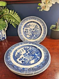 Set of 4 Willow 10 Dinner Plate by Johnson Bros England, chinoiserie