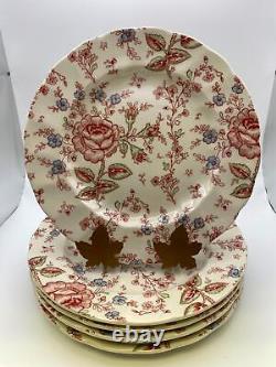 Set of 5 Johnson Brothers ROSE CHINTZ PINK Luncheon Plates