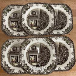 Set of 6 Johnson Bros Merry Christmas 7.5 Square Salad Plates England
