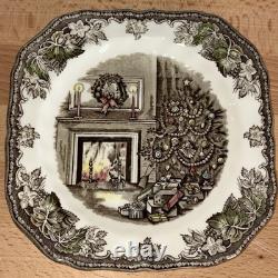 Set of 6 Johnson Bros Merry Christmas 7.5 Square Salad Plates England