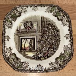 Set of 6 Johnson Bros Merry Christmas 7.5 Square Salad Plates England