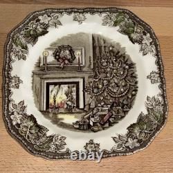 Set of 6 Johnson Bros Merry Christmas 7.5 Square Salad Plates England
