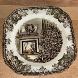 Set of 6 Johnson Bros Merry Christmas 7.5 Square Salad Plates England