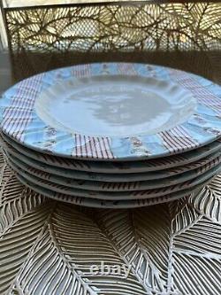 Set of 6 Johnson Bros Silky Stripe Farmhouse Chic Dinner Plates