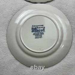 Set of 6 Johnson Brothers England Coaching Scenes 6.25 Salad Plates Blue White Set of 6 Johnson Brothers England Coaching Scenes 6.25 Salad Plates Blue White