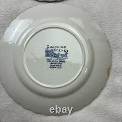 Set of 6 Johnson Brothers England Coaching Scenes 6.25 Salad Plates Blue White Set of 6 Johnson Brothers England Coaching Scenes 6.25 Salad Plates Blue White