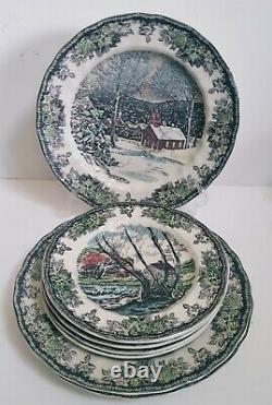 Set of 7 Johnson Brothers Friendly Village (3)10 Dinner (4) 8 Salad Plates