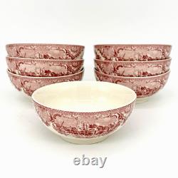 Set of 7 Johnson Brothers Old Britain Castles Pink Footed Oatmeal Bowls 5 3/8