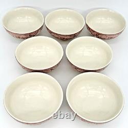 Set of 7 Johnson Brothers Old Britain Castles Pink Footed Oatmeal Bowls 5 3/8