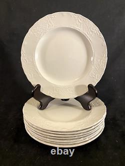 Set of 8 Johnson Brothers England Richmond White Embossed 8 Salad Plates. L@@k