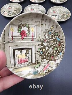 Set of 8 Johnson Brothers Friendly Village Small 4 1/8 plates Holiday Christmas