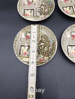 Set of 8 Johnson Brothers Friendly Village Small 4 1/8 plates Holiday Christmas